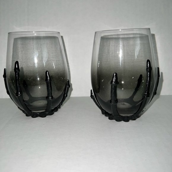 Skeleton Shot/Stemless Wine Glasses Smoked Ombre Set of 4 New - Picture 2 of 9